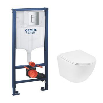 Комплект 4 в 1: Інсталяція Grohe Rapid SL 3 в 1 38772001 + Унітаз безободковий Kroner Harz WHI523632 RIMLESS з сидінням Slim Duroplast / Soft-close / Quick relase KH523632WHIR (38772001KH523632) 38772001KH523632 фото