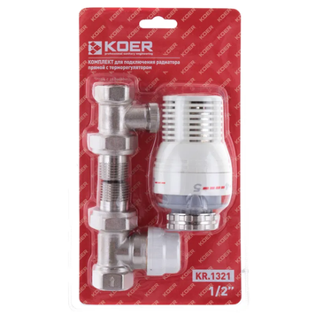 Комплект для підключення радіатора 1/2 прямий Koer KR.1321 Блістер (KR2659) KR2659 фото
