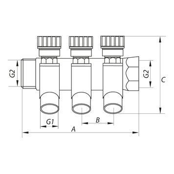 Колектор вентильний з фитингом Koer KR.1123-4 3/4"x4 ways (KR2831) KR2831 фото
