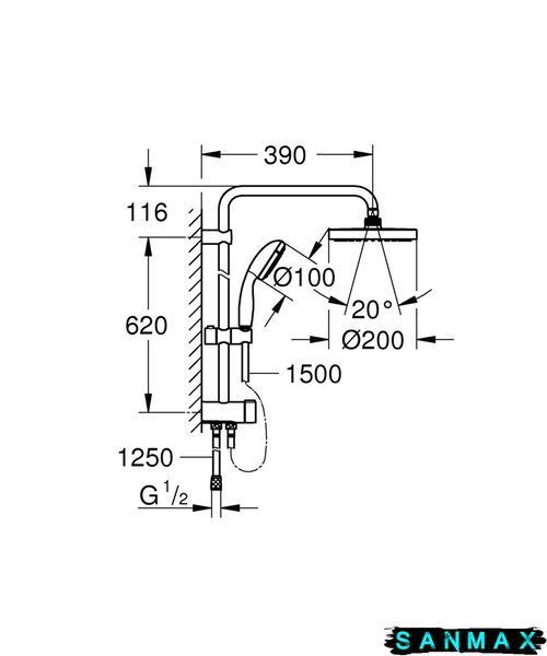 Душова система із перемикачем Grohe New Tempesta System (27389002) 27389002 фото