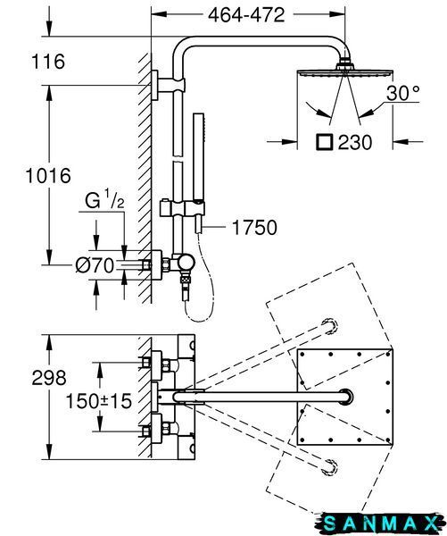 Душова система термостатична Grohe Euphoria System (26187000) 26187000 фото
