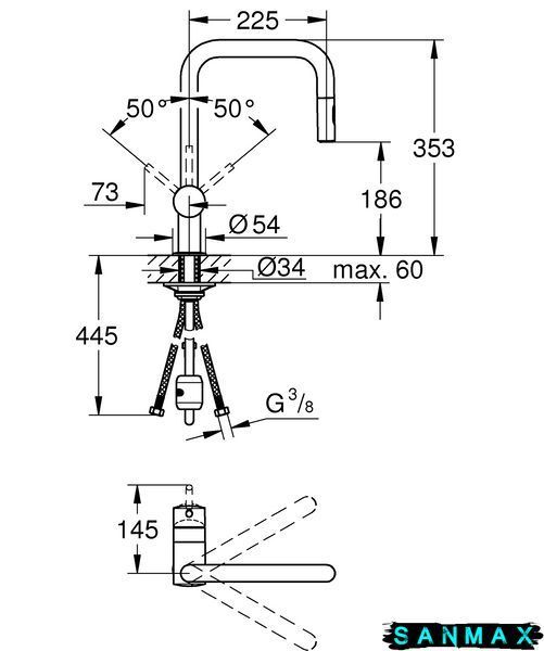 Змішувач для кухні з висувним виливом Grohe Minta (32322002) 32322002 фото