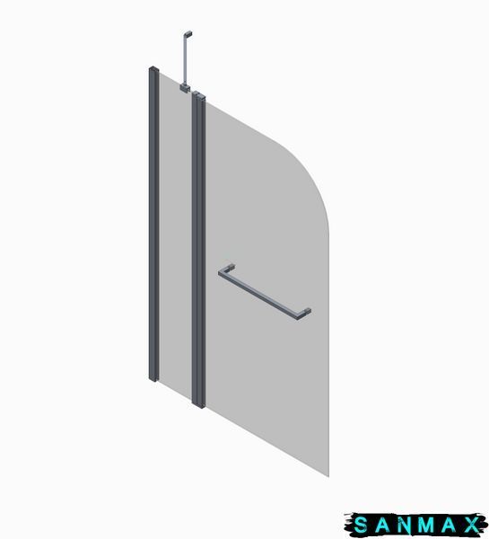 Шторки скляні на ванну Koer SR BS04-95x140-TR-07 прозоре скло 6мм, графіт (KR5404) KR5404 фото