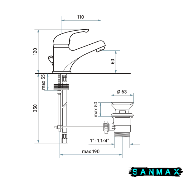 Змішувач Emmevi Giglio для умивальника мат-хр SC8003GTC SC8003GTC фото
