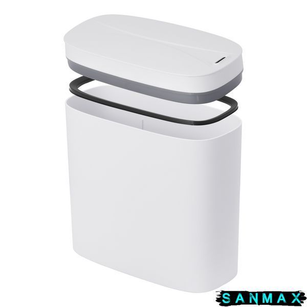 Відро для сміття сенсорне овальне Mixxus Flat-TC0109 Білий 9 л колір білий (MI7074) MI7074 фото