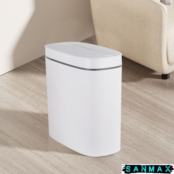 Відро для сміття сенсорне овальне Mixxus Flat-TC0109 Білий 9 л колір білий (MI7074) MI7074 фото