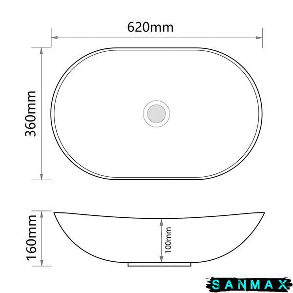 Раковина накладна Mixxus Premium Wave-0105 Білий-Чорний 620х360х160mm (MP6558) MP6558 фото