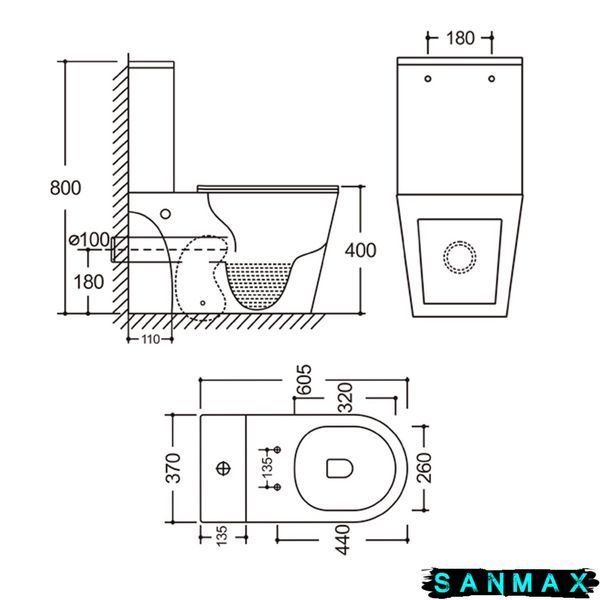 Чаша унітазу-компакту Mixxus Bevel-0405-R Bowl 605х370х800 Rimless без сидіння (MI8352) MI8352 фото