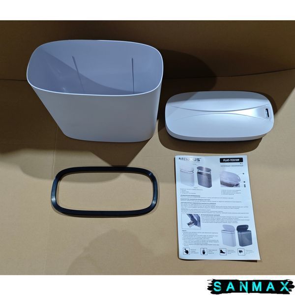 Відро для сміття сенсорне овальне Mixxus Flat-TC0109 Білий 9 л колір білий (MI7074) MI7074 фото