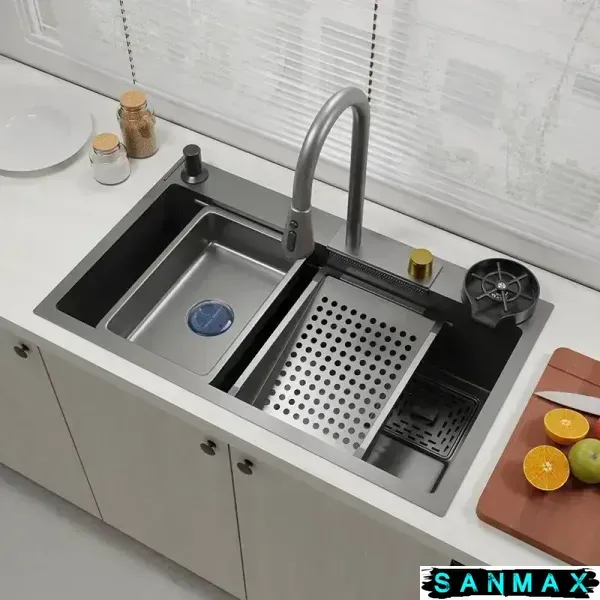 Кухонна інтегрована мийка Mixxus Premium MH7545-Set-02 Nano-Чорний з вбудованим змішувачем з нерж. сталі (MX1694) MX1694 фото