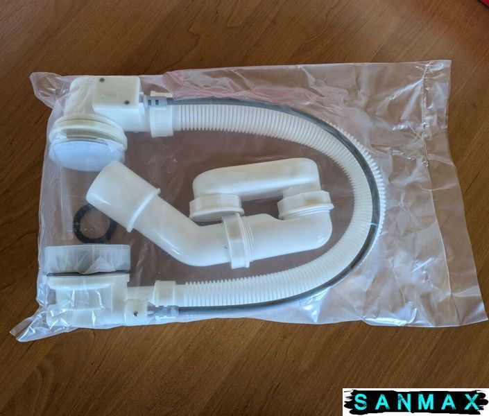 Сифон для ванни Koer BD-04-07 1 1/2'' напівавтомат з переливом, без ревізії Графіт (KR5444) KR5444 фото