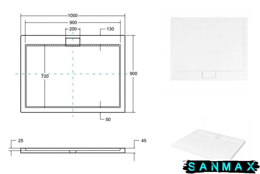 Піддон прямокутний Besco Axim UltraSlim 100х90 + сифон BAX-109-P фото