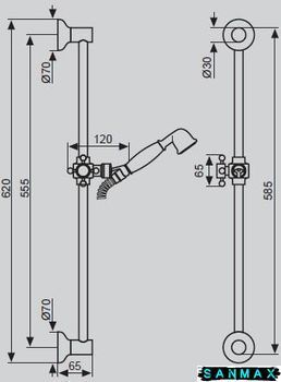 Стійка для душу Emmevi бронза б/акс CO 2541BR SA C02541BR SA фото