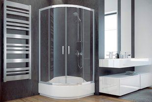 Кабіна півкругла Besco Modern 90x90x165 універсальна: скло grigio, профіль хромований MP-90-165-G фото