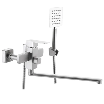 Змішувач для ванни Zerix Kub-006 Euro Нерж (ZX3167) ZX3167 фото