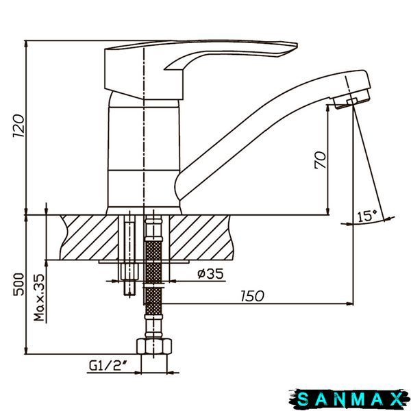 Змішувач для умивальника на шпильці Haiba Hansberg 004 (15 см) Коричневий (HB0186) HB0186 фото