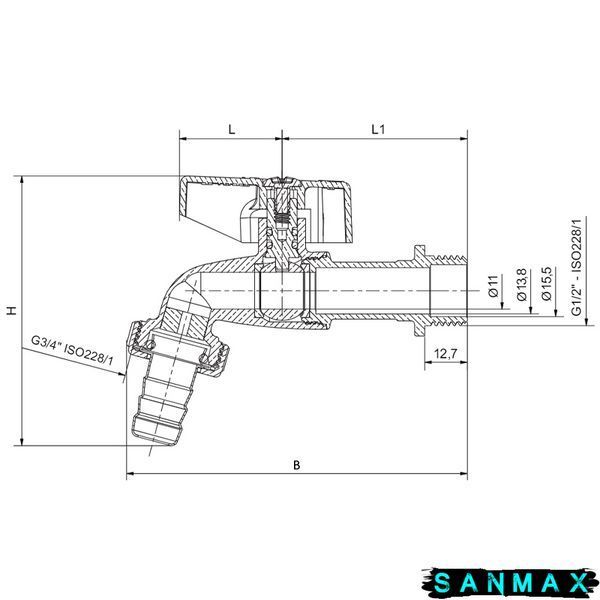 Кран поливу 1/2 Roho R363-050 Метелик Нікель (RO0240) RO0240 фото