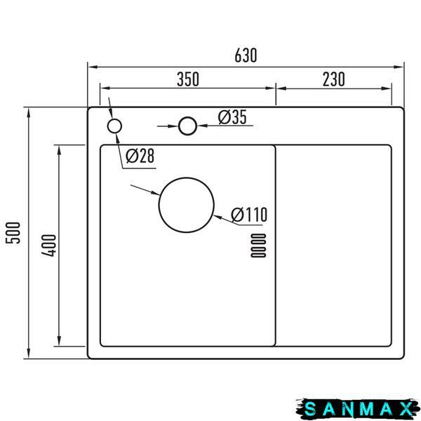 Кухонна інтегрована мийка Mixxus MH6350L Nano-Silver (3.0/0.8) колір нержавійка (MI7044) MI7044 фото