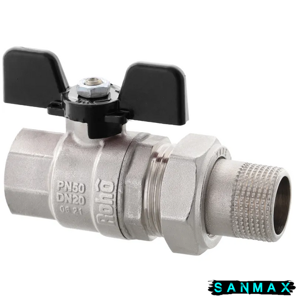Кран з американкою Roho 1" ВЗ прямий, метелик чорний R105-100B (RO0112) (8/32) RO0112 фото