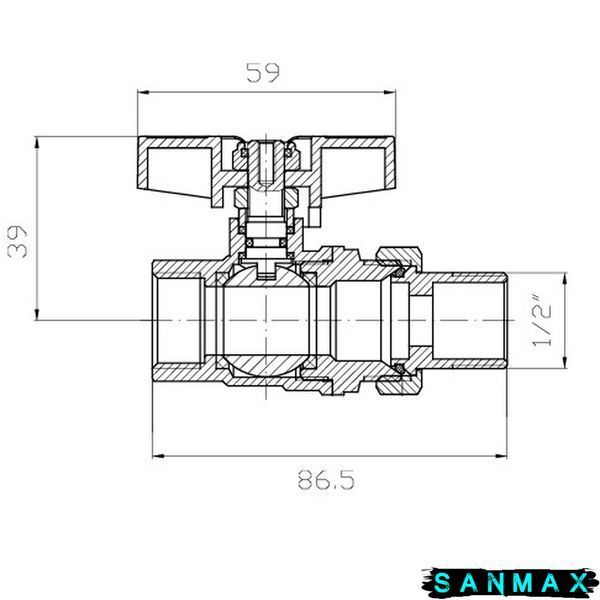 Кран з американкою Koer Extreme KE.227-15 - 1/2" ручка "метелик" червона (KR5765) KR5765 фото