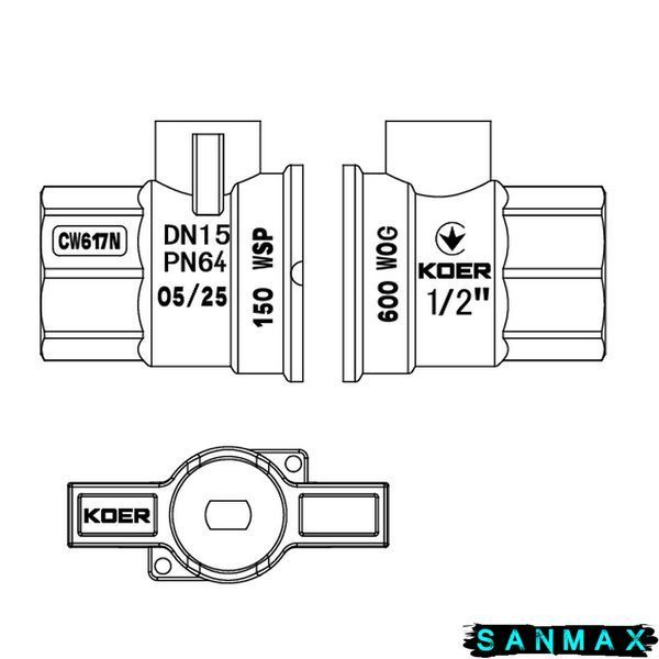 Кран з американкою Koer Extreme KE.227-15 - 1/2" ручка "метелик" червона (KR5765) KR5765 фото