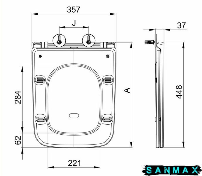 Унітаз підвісний Mixxus Premium Quadro-0302-R Чорний 530x360x365mm, система змиву Rimless (MP6455) MP6455 фото