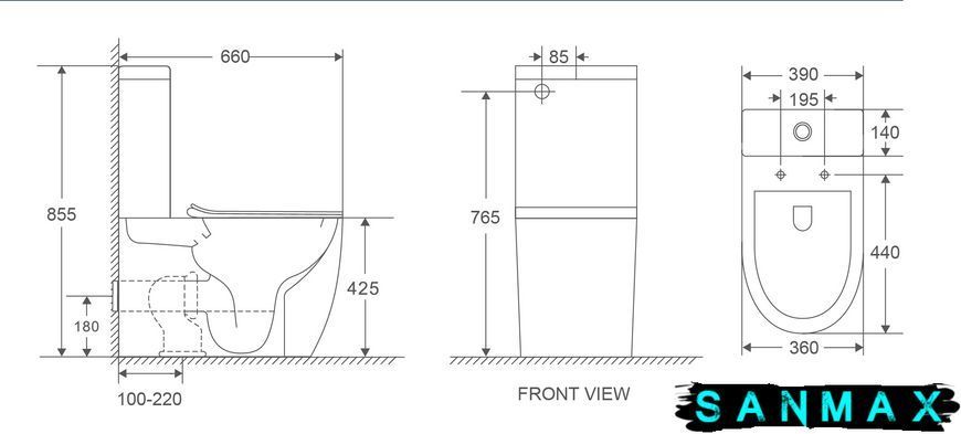 Унітаз-компакт Mixxus Premium Ellipse-0402-T1 660х390х855mm, система змиву Tornado 1.0 (MP6592) MP6592 фото