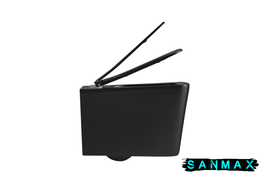 Унітаз підвісний Mixxus Premium Quadro-0302-R Чорний 530x360x365mm, система змиву Rimless (MP6455) MP6455 фото