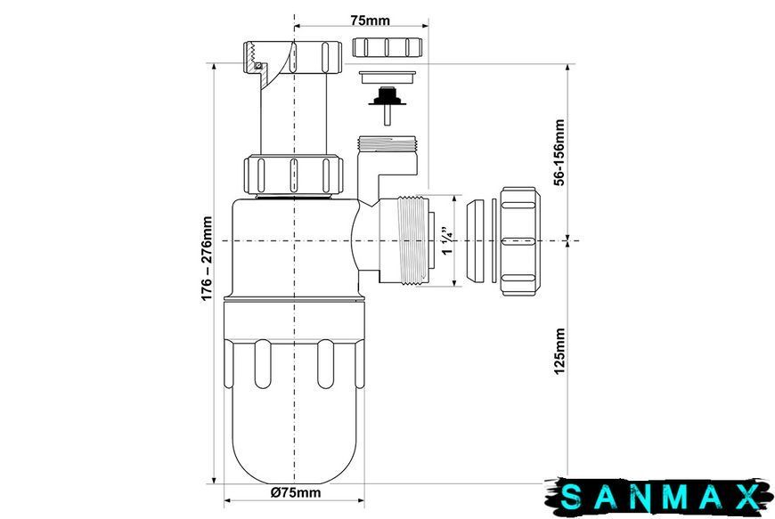 Сифон для умивальника 1.1/4х32 E31AVPF-SV E31AVPF-SV фото