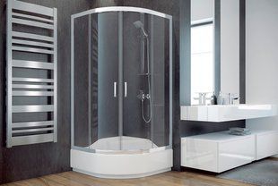 Кабіна півкругла Besco Modern 90x90x165 універсальна: скло mrozone, профіль хромований MP-90-165-M фото