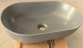 Умивальник накладний керамічний Mixxus Premium Ellipse-0109 Gray 500x300x140mm Сірий (MP6653) MP6653 фото