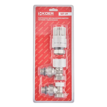 Комплект для підключення радіатора Koer SET-29 - 1/2'' (кутовий) з термоголовкою (KR5716) KR5716 фото