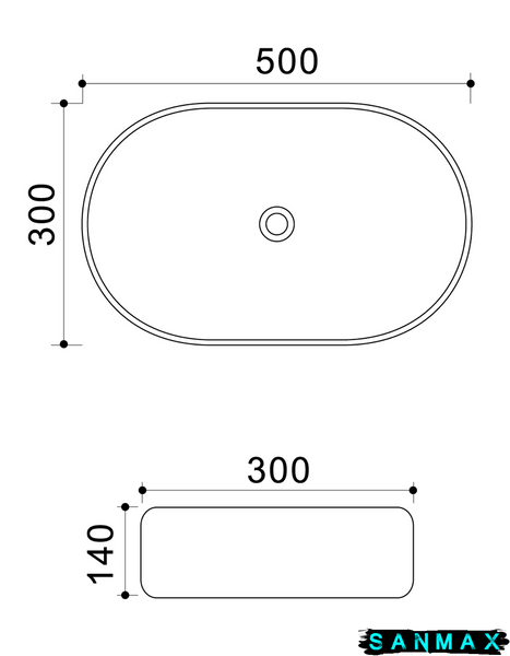 Умивальник накладний керамічний Mixxus Premium Ellipse-0109 Gray 500x300x140mm Сірий (MP6653) MP6653 фото