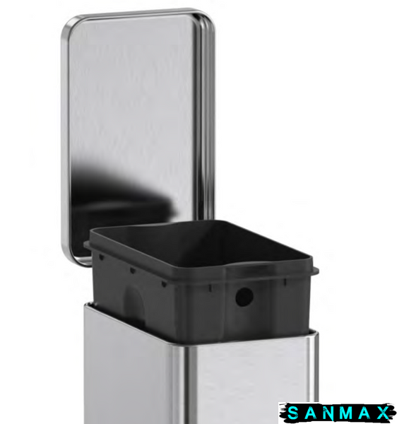 Відро для сміття з плавним закриттям прямокутне Koer TC-010206-02 6 л колір нержавійка (KR5594) KR5594 фото