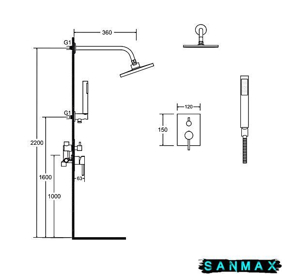 Душова система Besco Decco I / Besco Illusion I (графіт) BP-DII-GR фото