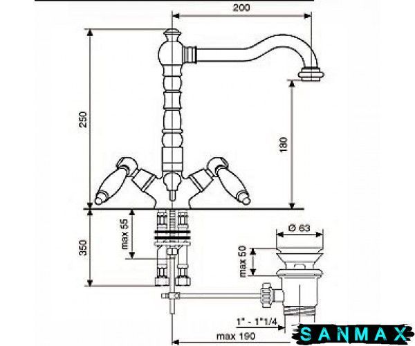 Змішувач Emmevi Deco ceramica для умивальника бронза BR121613 BR121613 фото