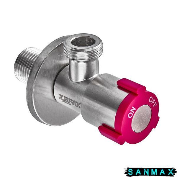 Кран приладовий Zerix VAL-07 1/2x1/2 Нерж червоний (ZX5100) ZX5100 фото