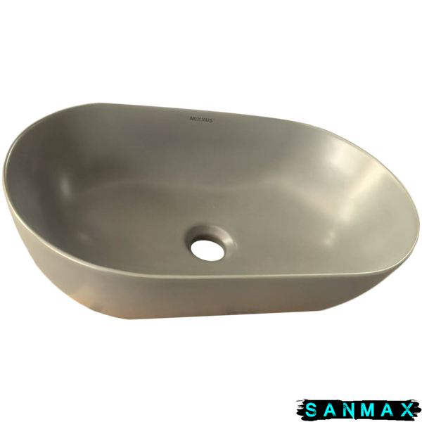 Умивальник накладний керамічний Mixxus Premium Ellipse-0109 Gray 500x300x140mm Сірий (MP6653) MP6653 фото