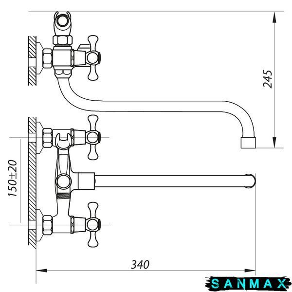 Змішувач для ванни Zerix Dmt 722 гума (ZX2961) ZX2961 фото
