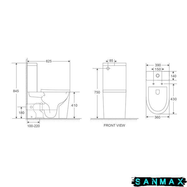 Бачок до унітазу-компакту Mixxus Premium Bevel-0401-T1 Tank 625х390х845 зі зливною арматурою (MI8321) MI8321 фото
