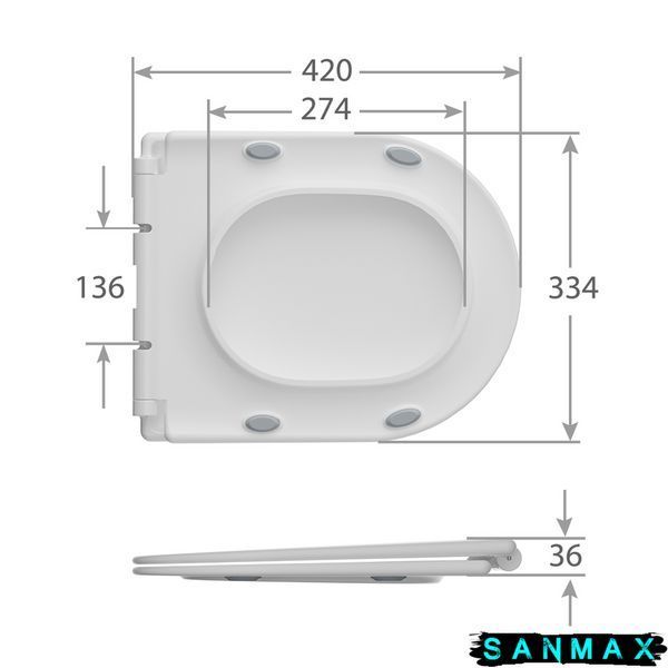Унітаз-компакт Mixxus Wave-0405-R 630х350х795mm, система змиву Rimless (MI6694) MI6694 фото