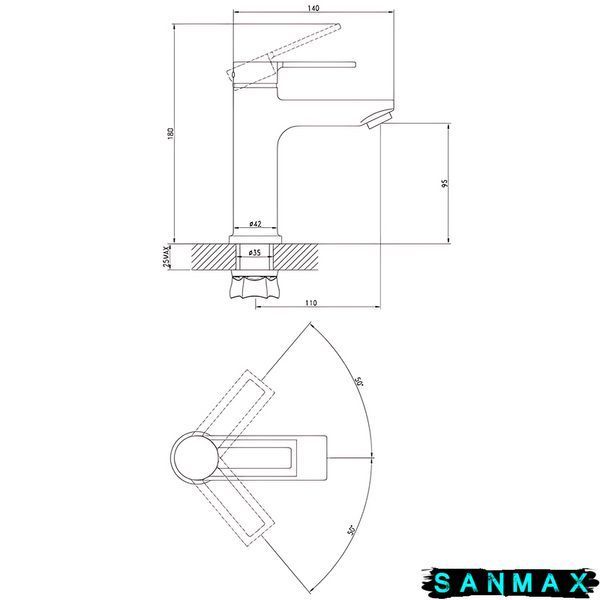 Змішувач для умивальника Zerix NEL1-125 (ZX5979) ZX5979 фото
