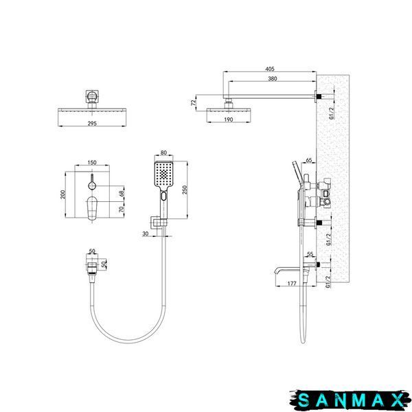Вбудована душова система Mixxus Premium Dali 009 Inner Box Чорний (MI6755) MI6755 фото