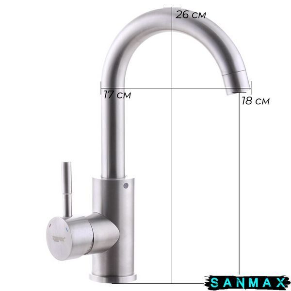 Змішувач для умивальника з нерж. стали SUS304 Zerix SUS-001 (ZX3116) ZX3116 фото