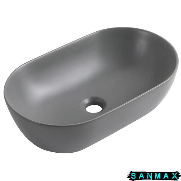 Умивальник накладний керамічний Mixxus Premium Ellipse-0109 Gray 500x300x140mm Сірий (MP6653) MP6653 фото
