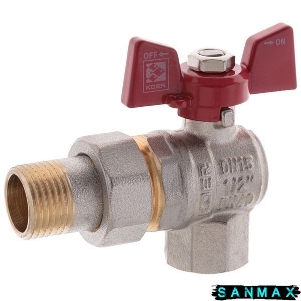 Кран з американкою кутовий 1/2 Koer KR.228 Червоний метелик (KR0016) KR0016 фото