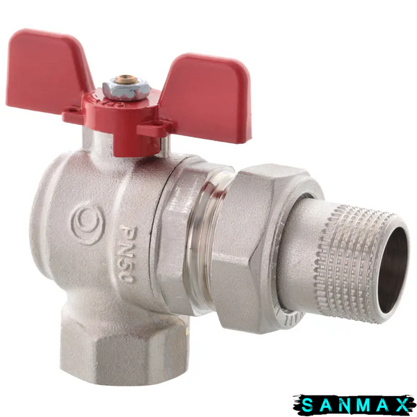 Кран з американкою Roho 1/2" ВЗ кутовий, червоний метелик R106-050 (RO0089) (20/80) RO0089 фото