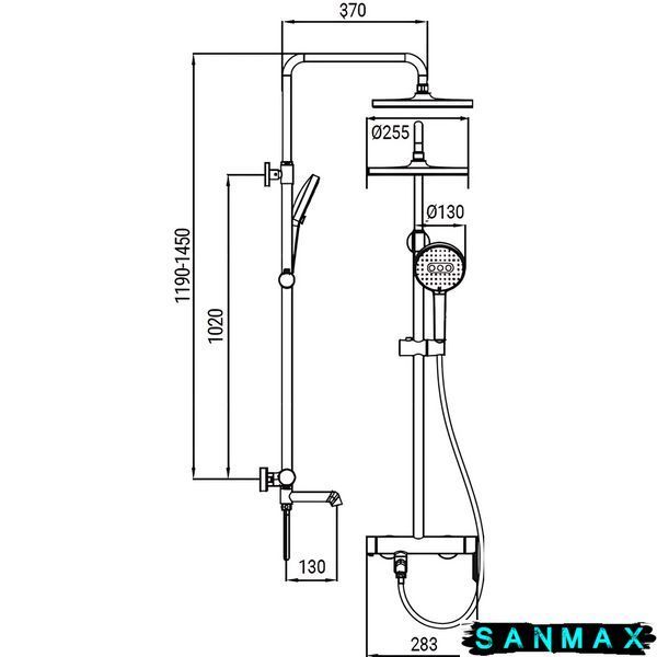 Душова система зі змішувачем Koer KB-56029-05 3 функції Чорний (KR5490) KR5490 фото