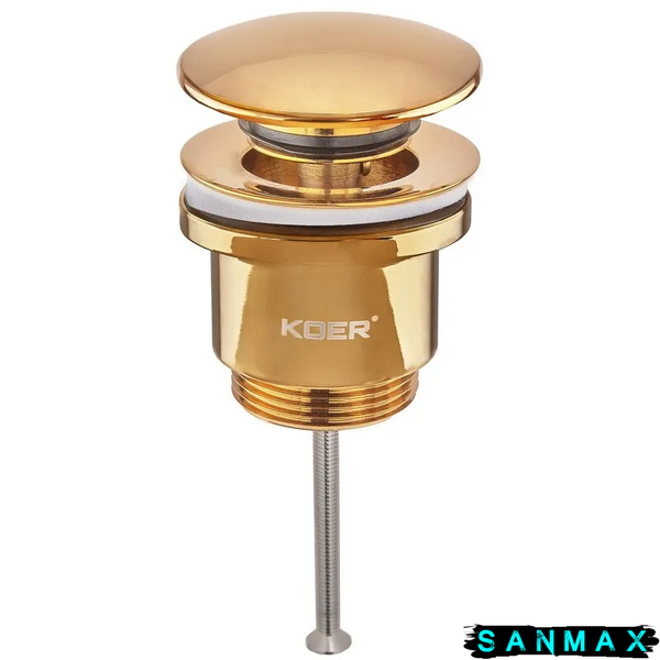 Донний клапан для умивальника універсальний Koer PW-01-10 Золото (KR5193) KR5193 фото