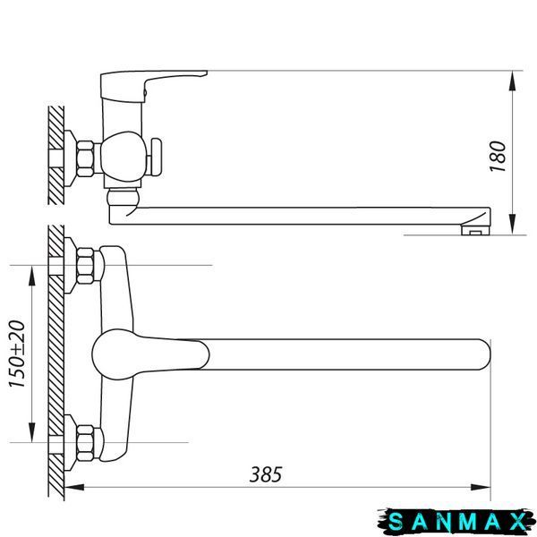 Змішувач для ванни Zerix Bax A152 Хром (ZX2929) ZX2929 фото